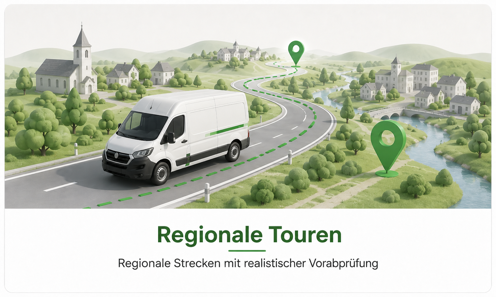 Transporter auf geplanter Strecke für regelmäßige Touren